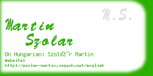 martin szolar business card